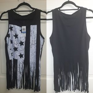 MATERIAL GIRL | Sleeveless Fringe Americana Tank